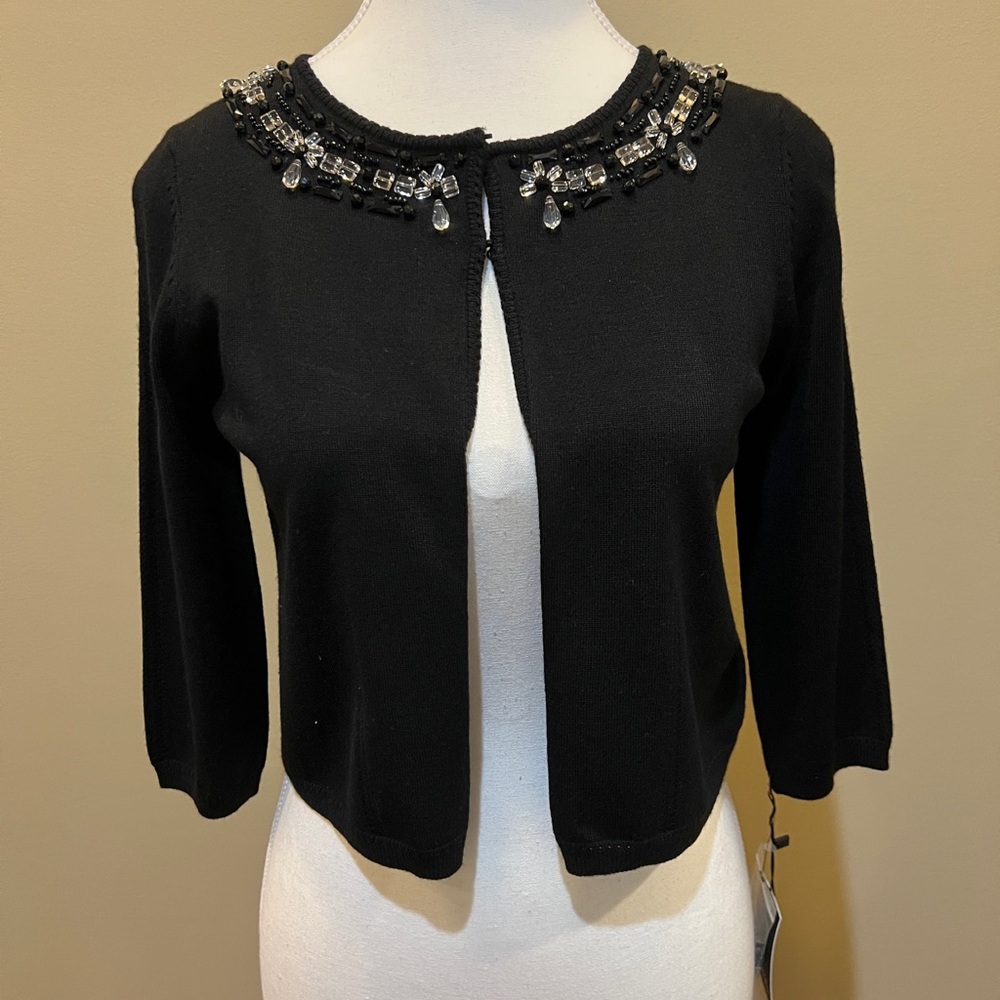 Chetta B Black Embellished Cardigan Sweater